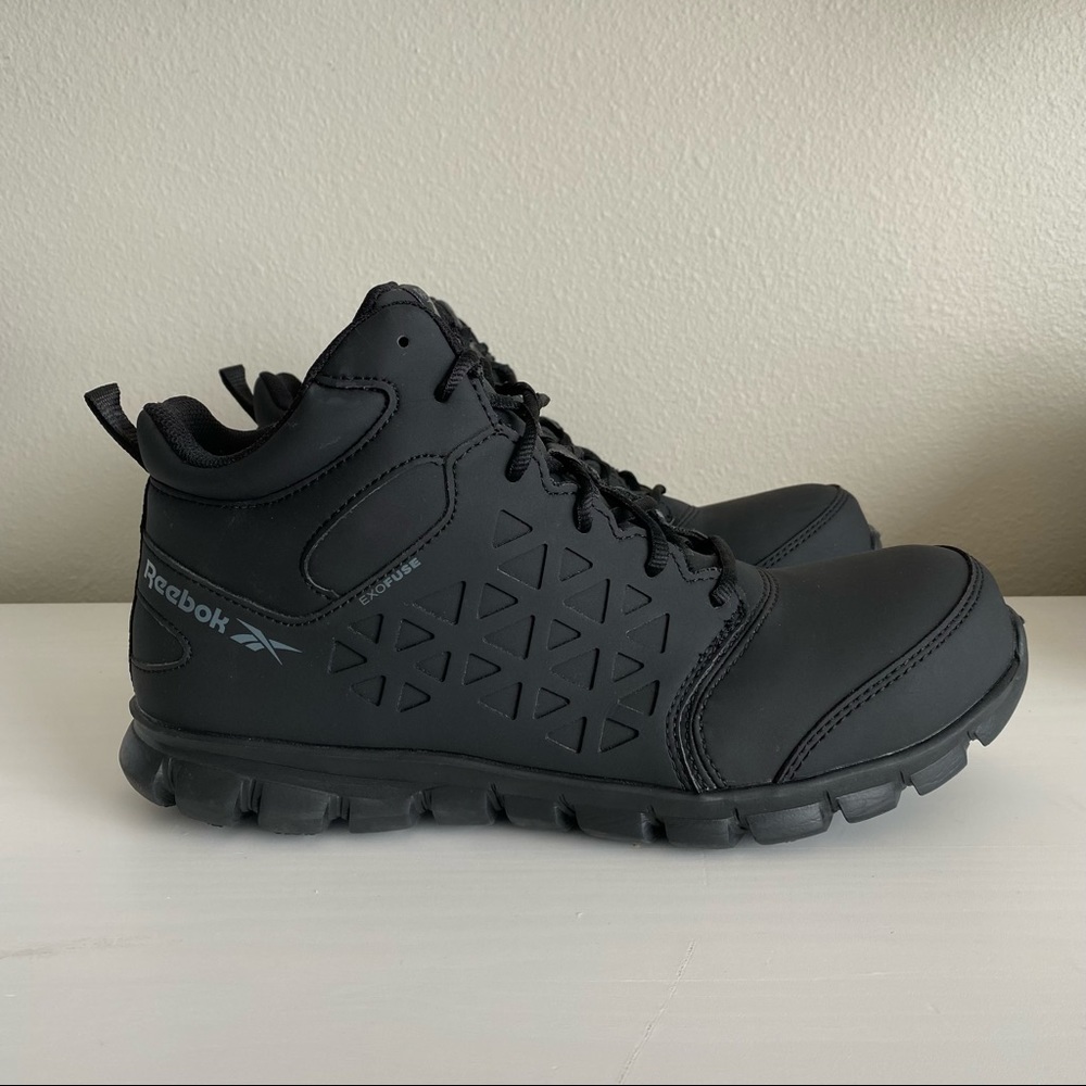 Reebok, Black Sublite Cushion Work Safety Toe Mid Cut Industrial Boot, Size 11
